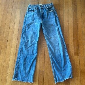 Abercrombie & fitch relaxed jeans with frayed hem in light medium